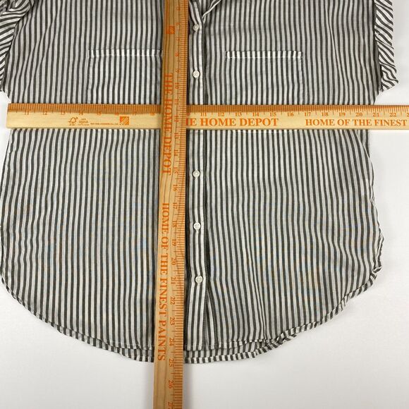 Lucky Brand Womens Rolled Sleeve Striped Button Down Shirt Relaxed Grey White SM - Picture 8 of 11